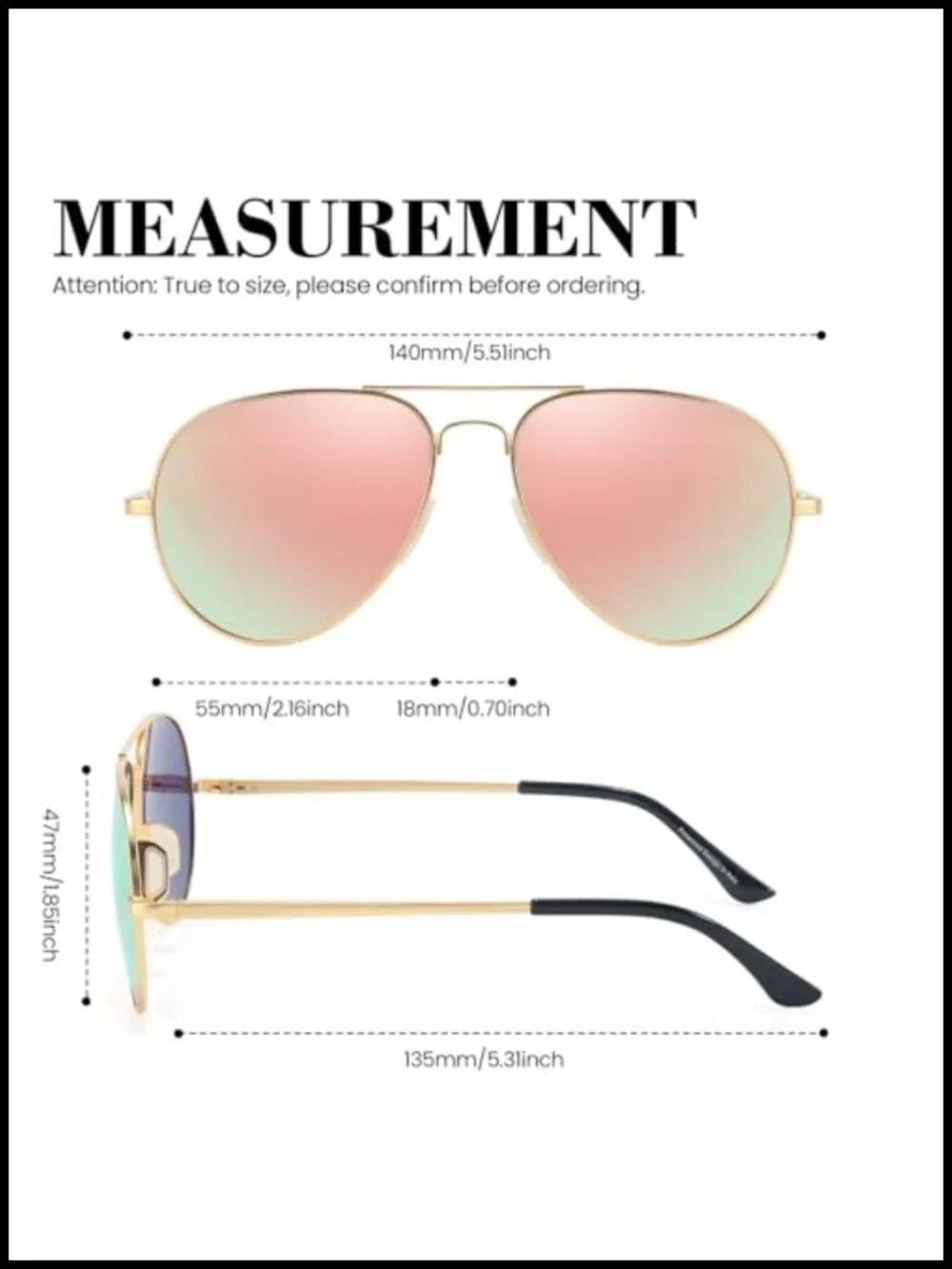 Polarized Tangle Free Aviator Sunglasses UV400 Protection Mirrored Lens Unisex